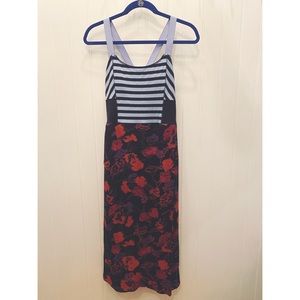 SoldUpcycled LuLuLemon striped bra top with embroidered chiffon wrap floral skir